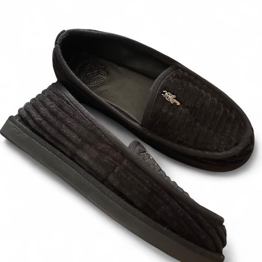 Chrome Hearts Black Corduroy Dagger Loafers / Slippers