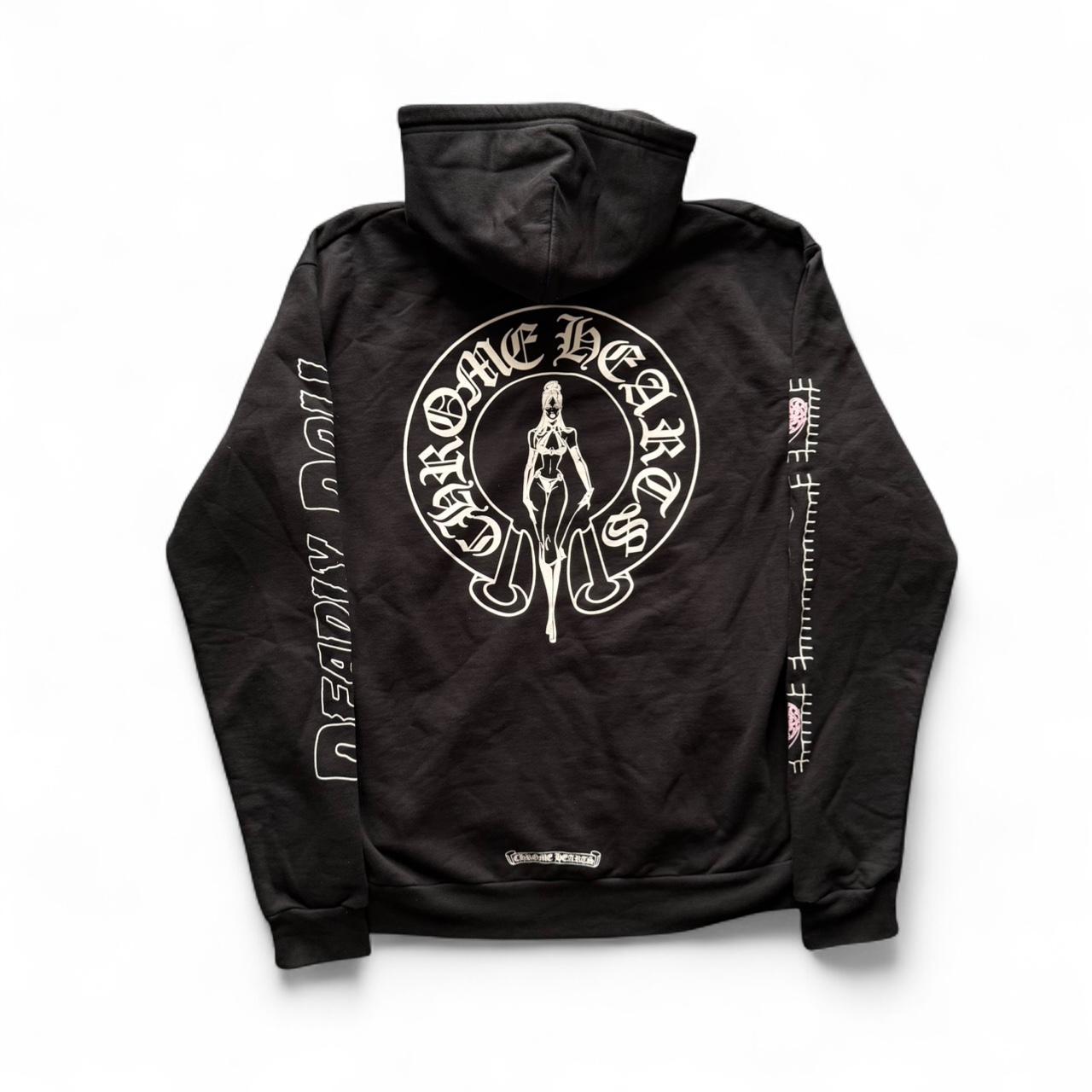Chrome Hearts Deadly Doll Dagger Horseshoe Pink Hoodie Black