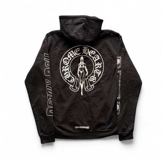 Chrome Hearts Deadly Doll Dagger Horseshoe Pink Hoodie Black