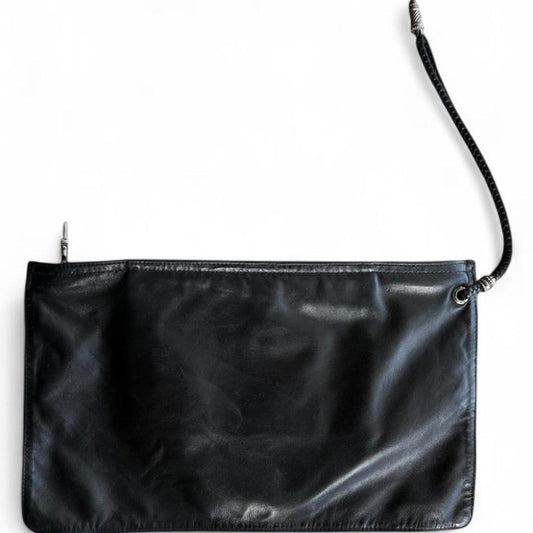 Chrome Hearts Black Fleur Leather Pouch