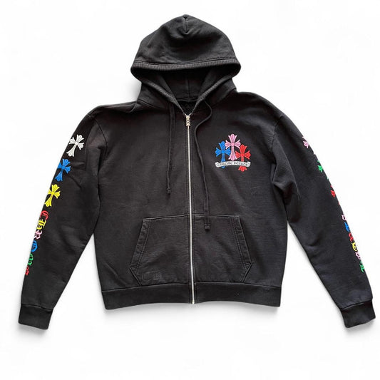 Chrome Hearts Multicolour Cemetery Scroll Logo Zip Up Hoodie