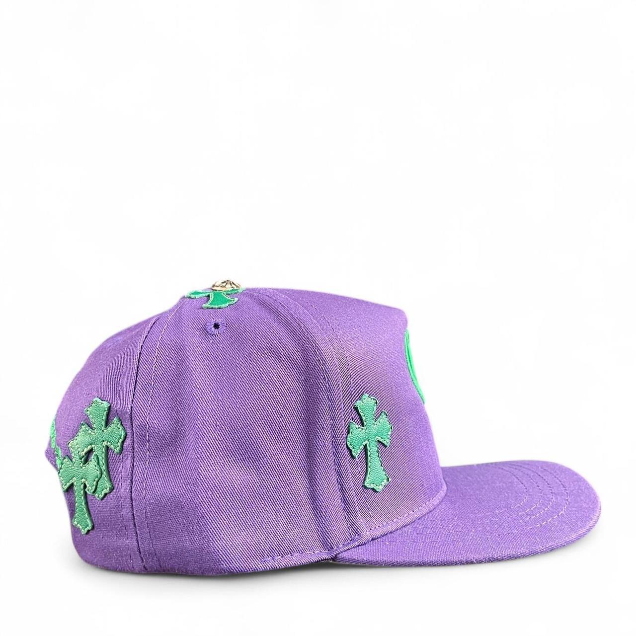 Chrome Hearts Lambskin Leather Cross Patch Baseball Cap Hat Snapback Purple Green