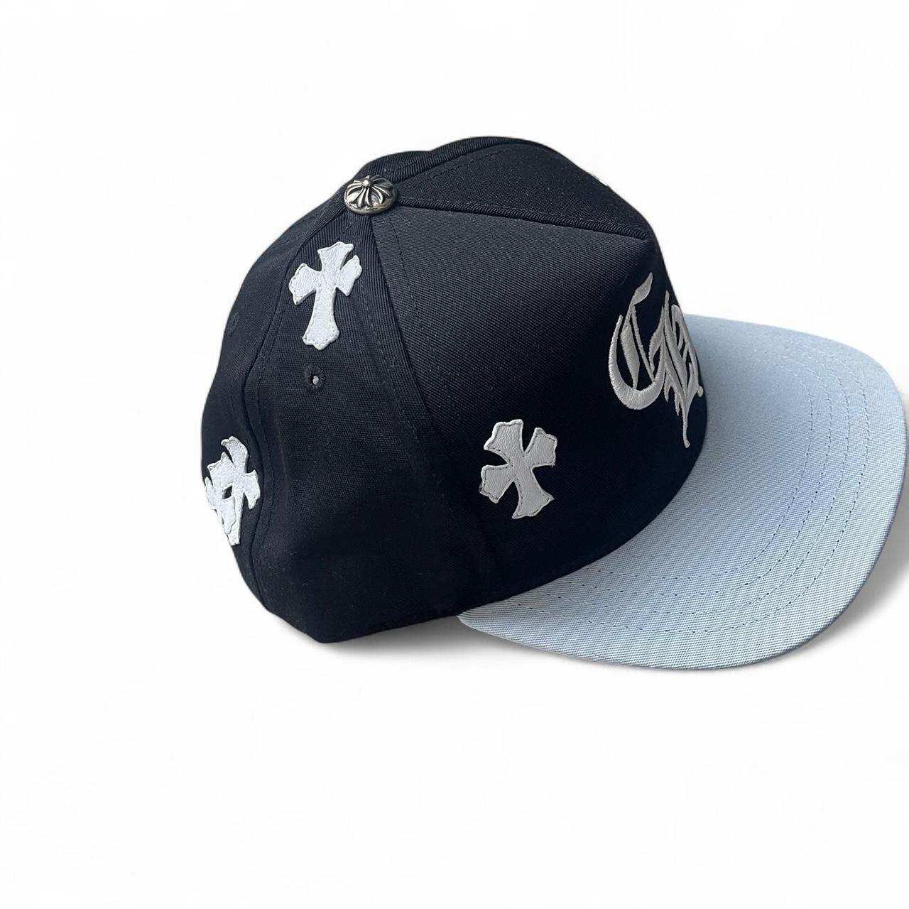 Chrome Hearts Lambskin Leather Cross Patch Baseball Cap Hat Snapback Black Grey
