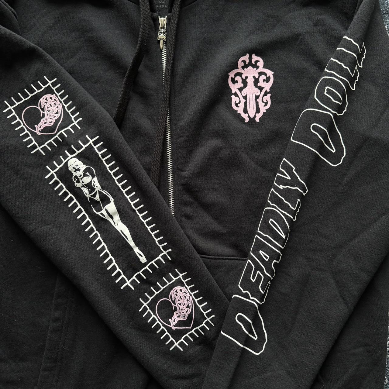 Chrome Hearts Deadly Doll Dagger Horseshoe Pink Hoodie Black