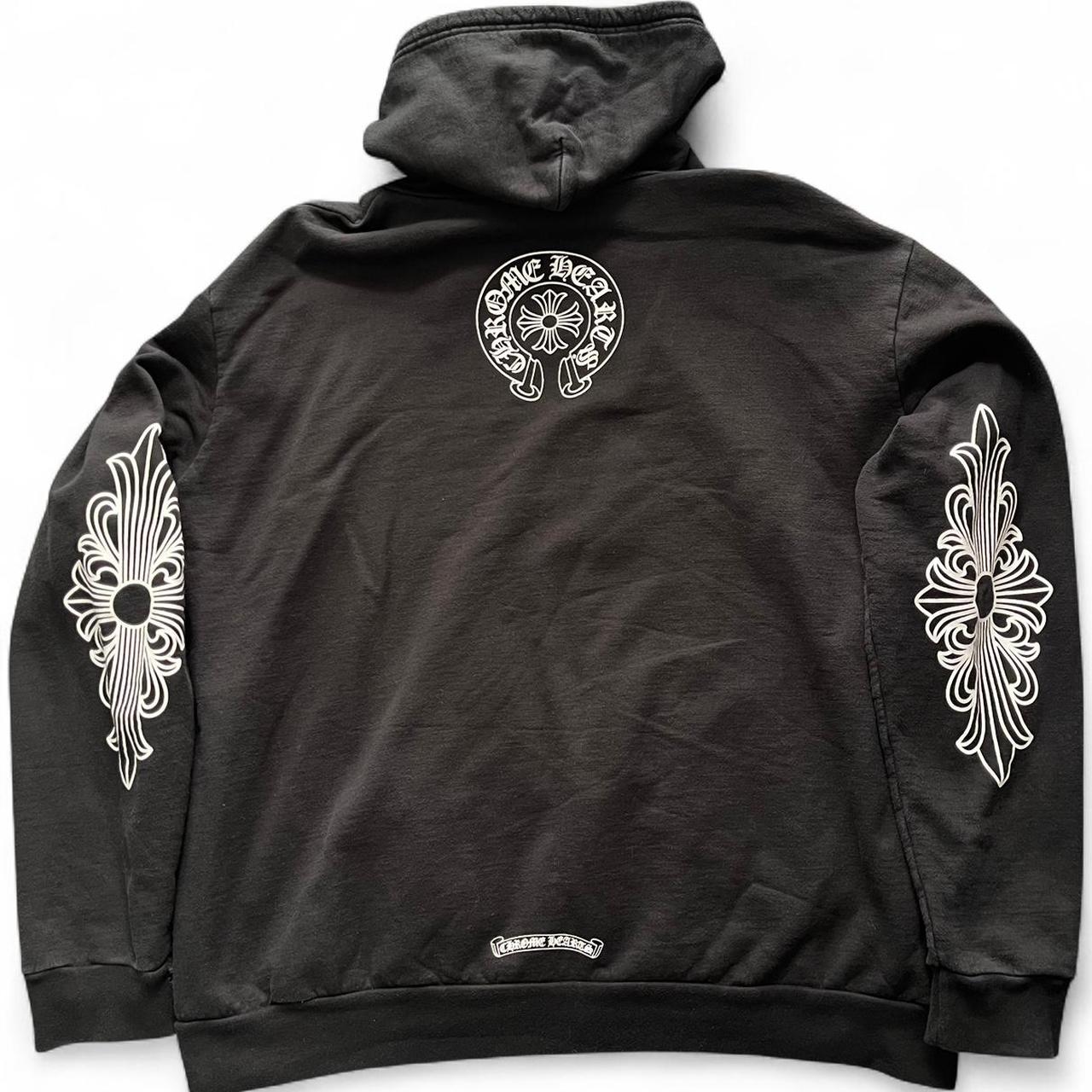 Chrome Hears Tbar Logo Floral Zip Up Hoodie Black
