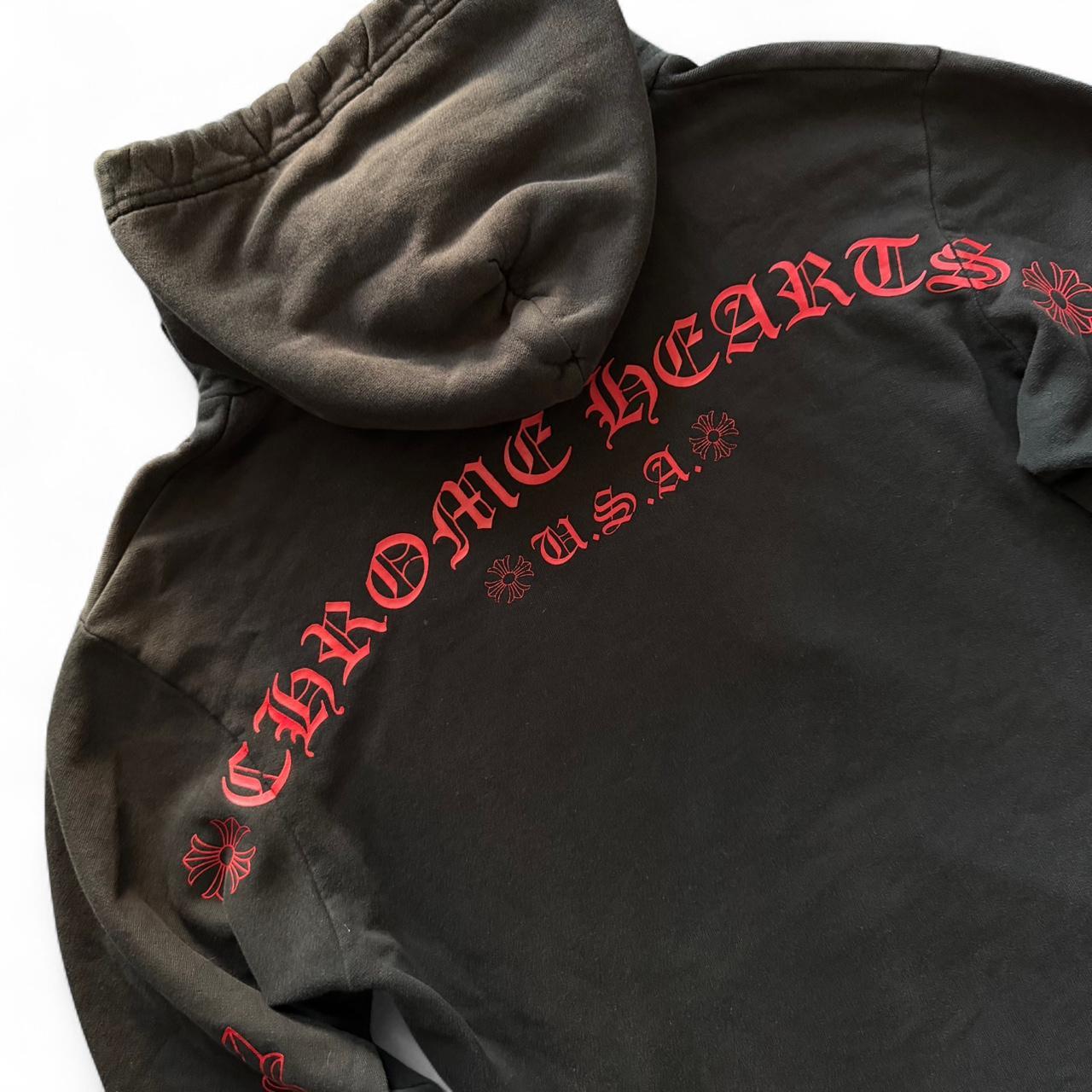 Chrome Hearts F&F Floral Horseshoe Hoodie Black / Red
