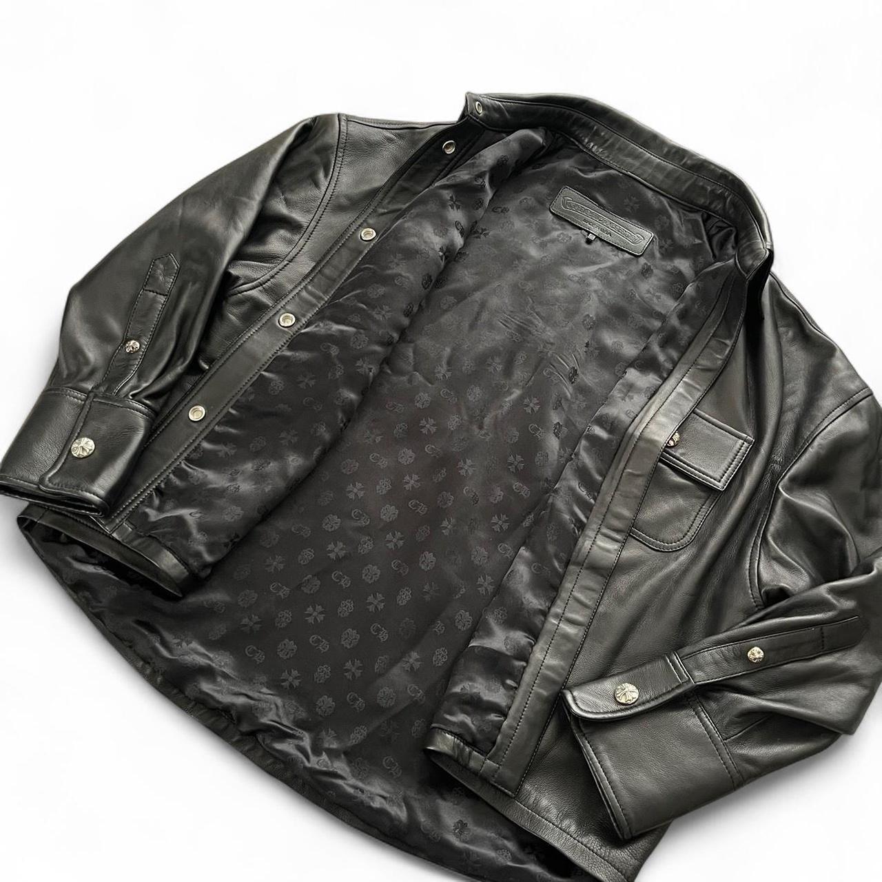 Chrome Hearts Black Leather Button Jacket