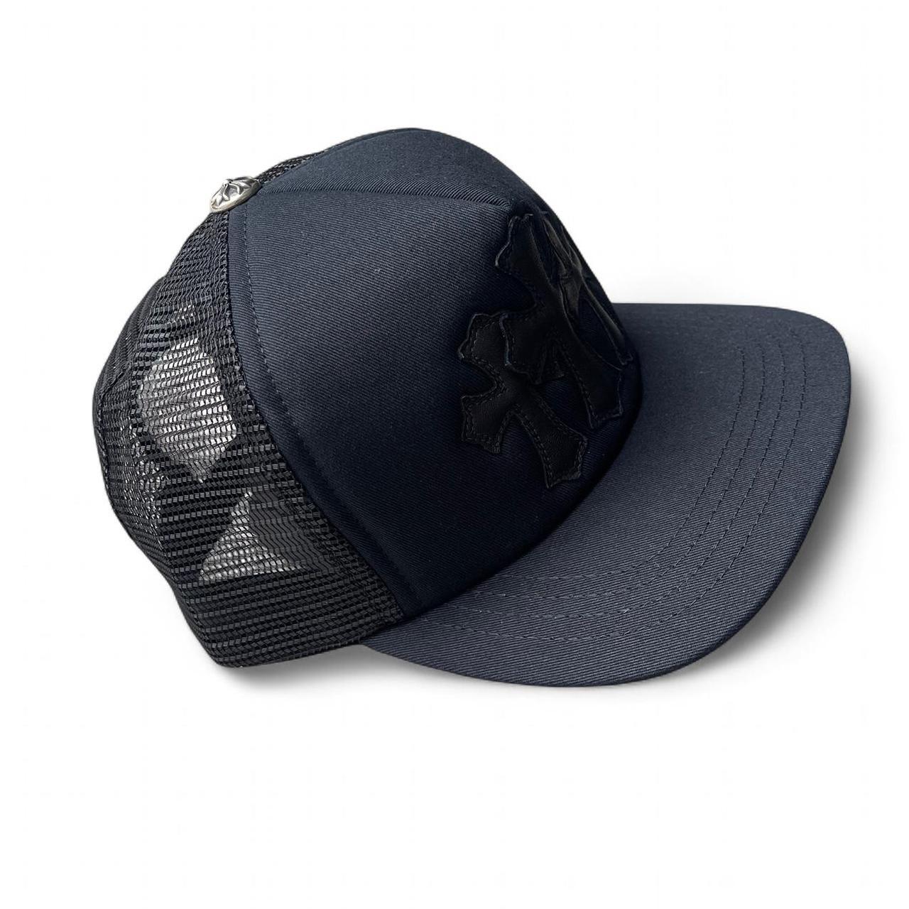 Chrome Hearts 3 Leather Cross Patch Trucker Cap Black