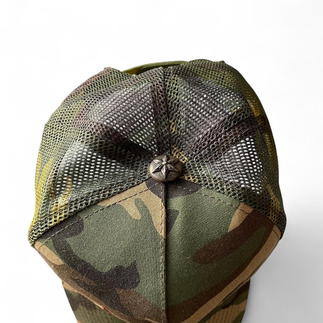 Chrome Hearts Triple Star Logo Leather Patch Camo Orange Trucker Cap