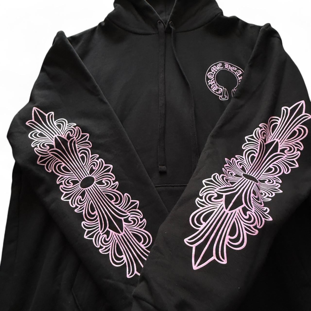 Chrome Hearts F&F Floral Hoodie Black Pink Glitter