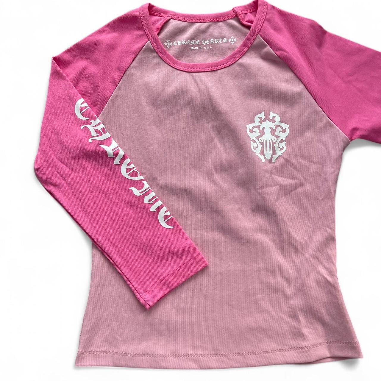 Chrome Hearts Pink Crop Top Long Sleeve