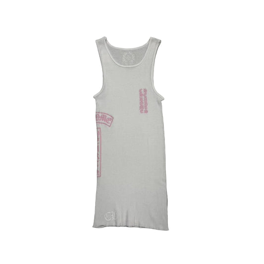 Chrome Hearts T Bar Logo Vest Tank Top White Pink