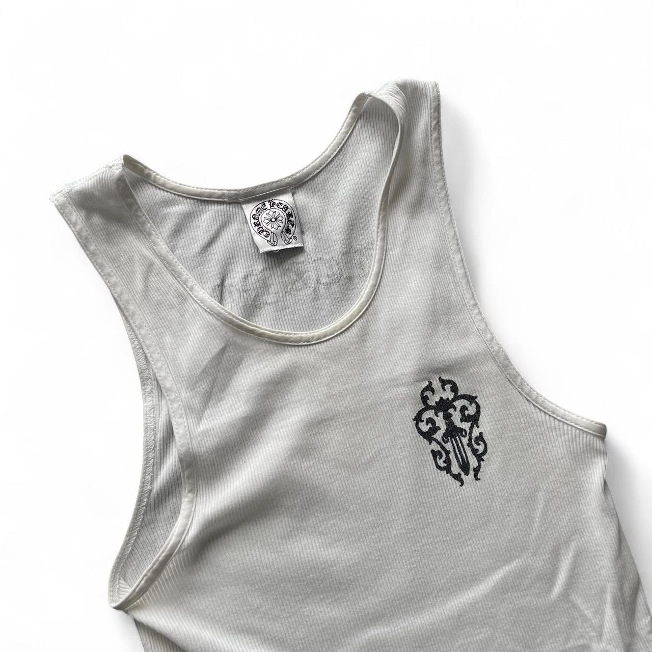 Chrome Hearts Vintage Dagger Ribbed Horseshoe White Tank Top