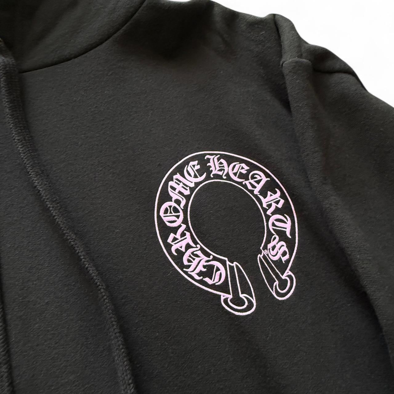 Chrome Hearts F&F Floral Hoodie Black Pink Glitter