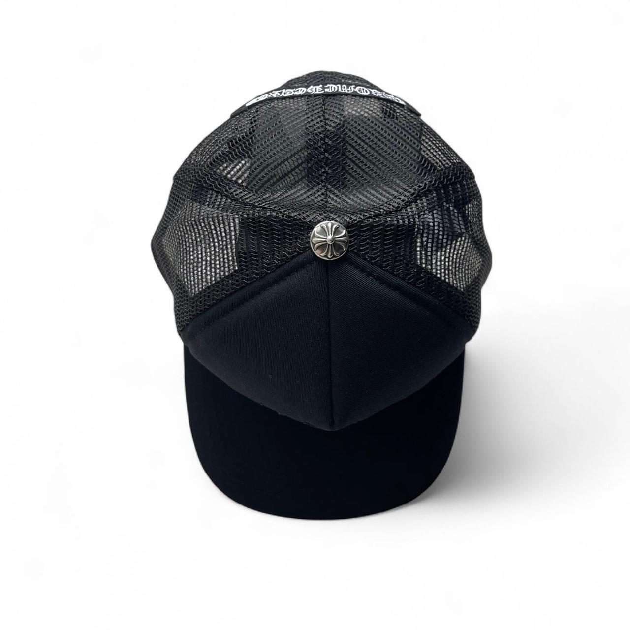 Chrome Hearts 3 Leather Cross Patch Trucker Cap Black