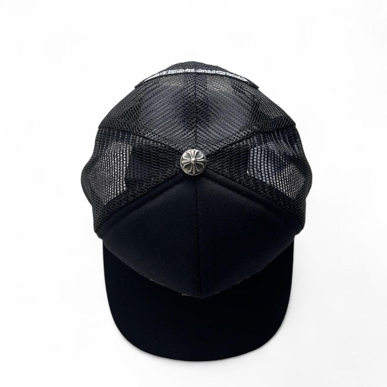 Chrome Hearts 3 Camo Leather Cross Patch Trucker Cap Black
