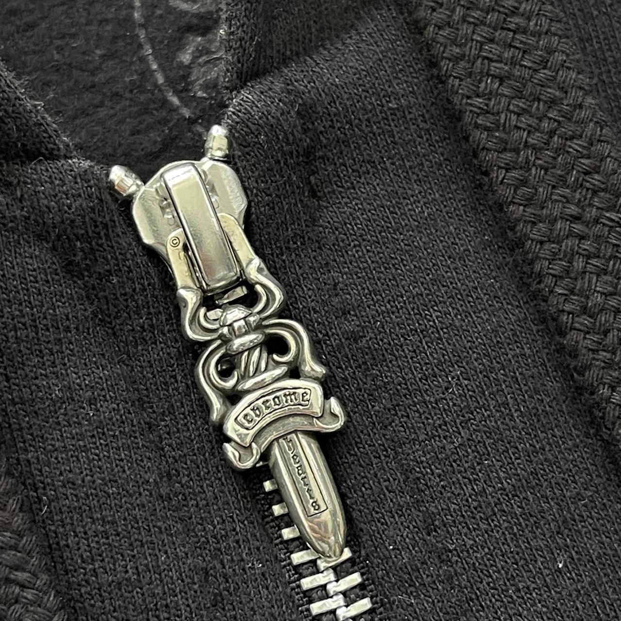 Chrome Hearts Script Vertical Logo Classic Zip Up Hoodie