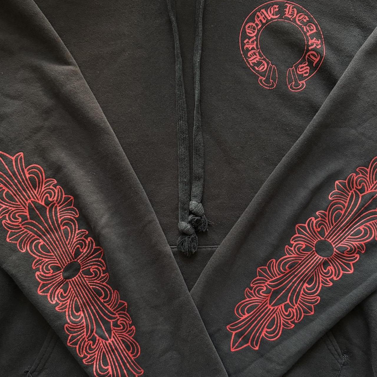 Chrome Hearts F&F Floral Horseshoe Hoodie Black / Red