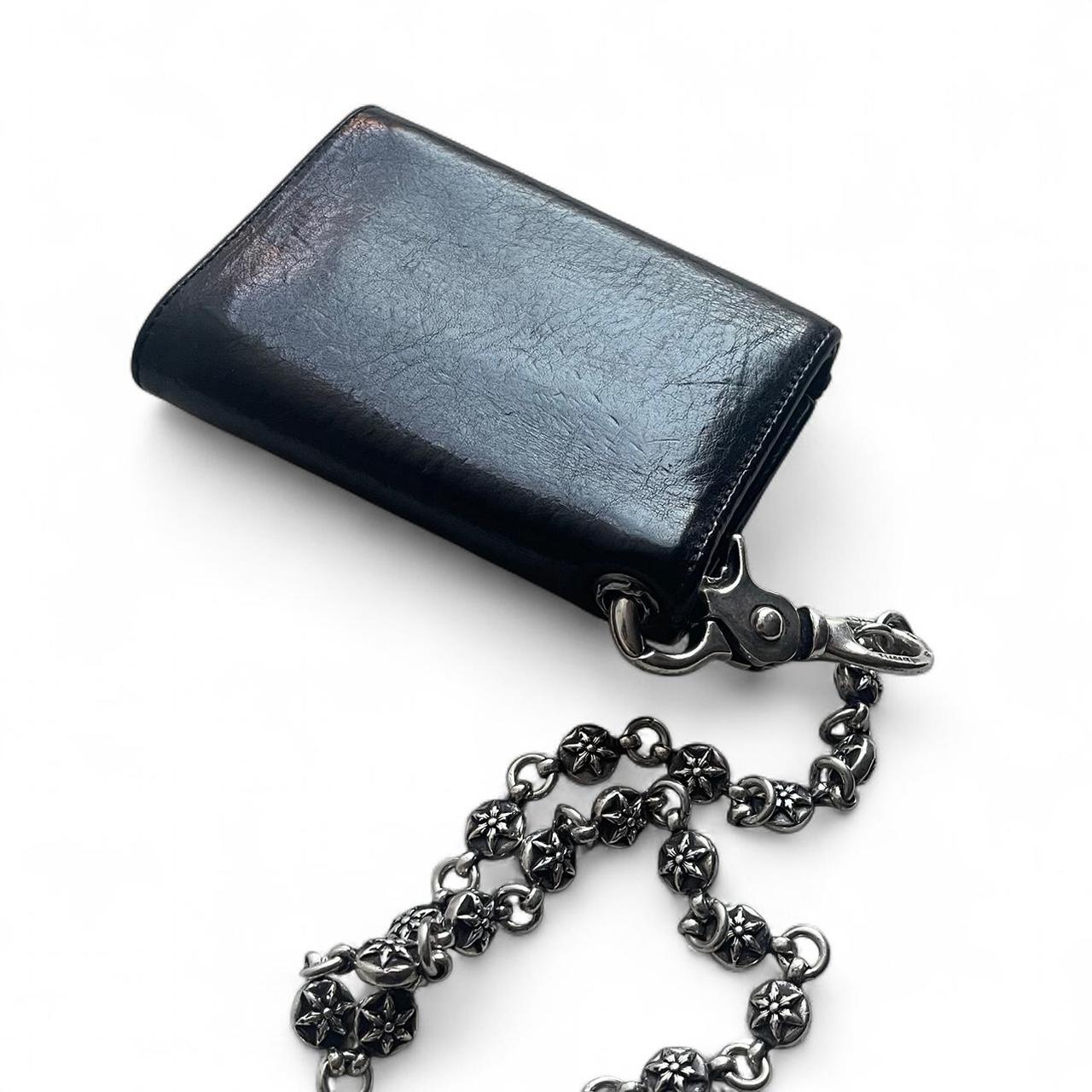 Chrome Hearts 3-FOLD Star Button Tri-Fold Leather Wallet Black