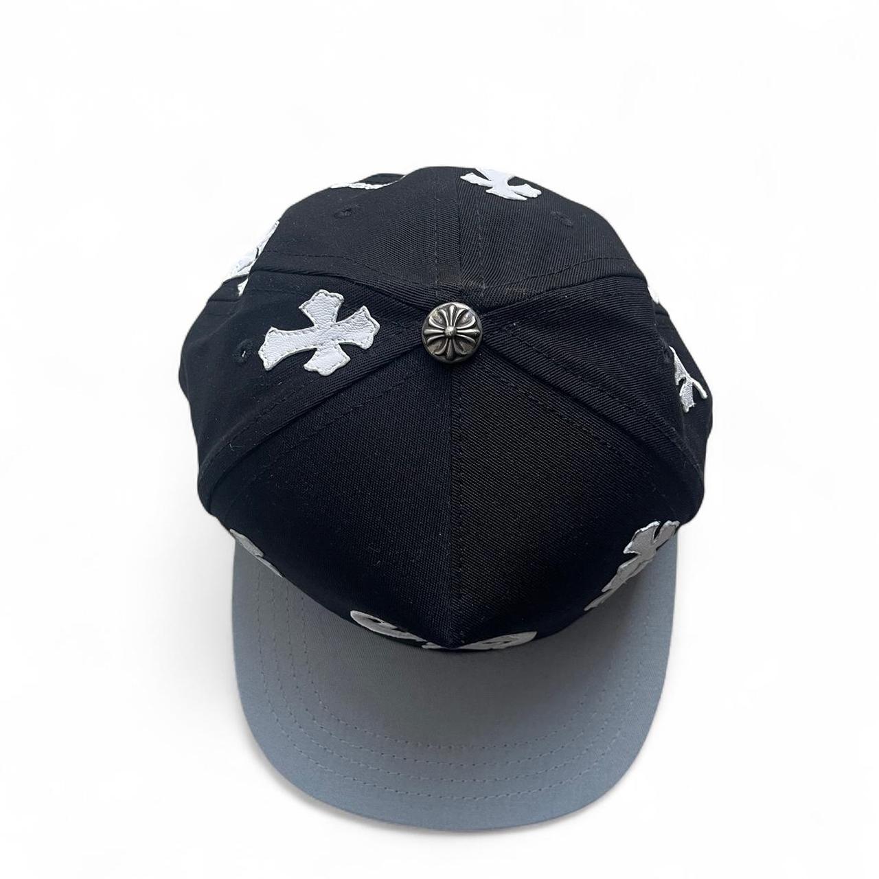 Chrome Hearts Lambskin Leather Cross Patch Baseball Cap Hat Snapback Black Grey