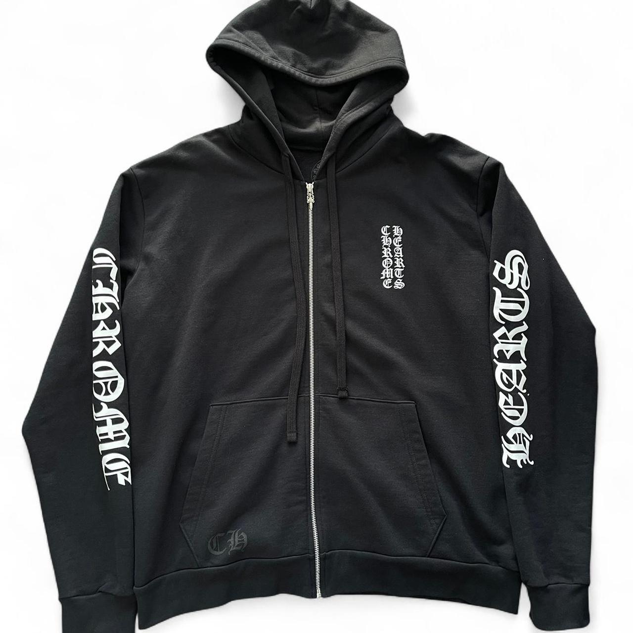 Chrome Hearts Script Vertical Logo Classic Zip Up Hoodie
