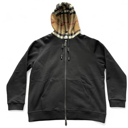 Burberry Check Pattern Zip Up Hoodie