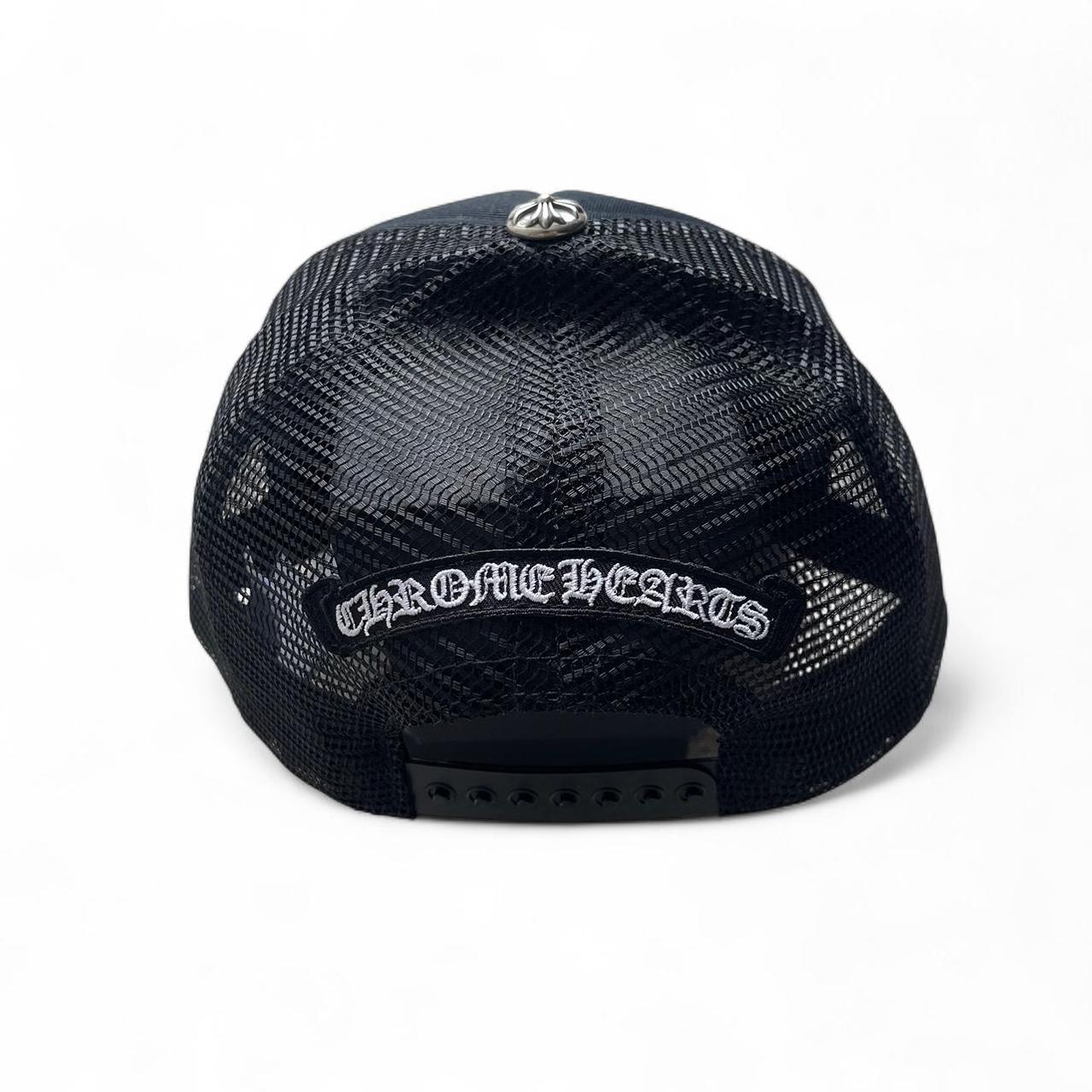 Chrome Hearts 3 Leather Cross Patch Trucker Cap Black