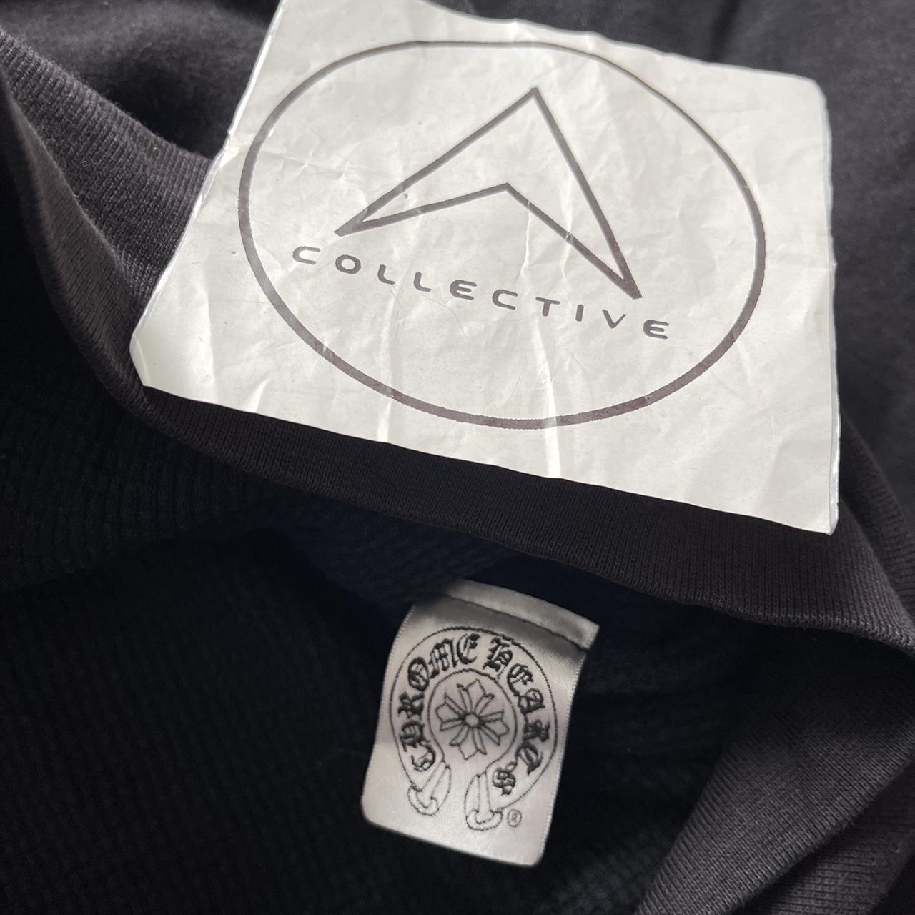 Chrome Hears Floral Scroll Logo Zip Up Thermal Hoodie Black