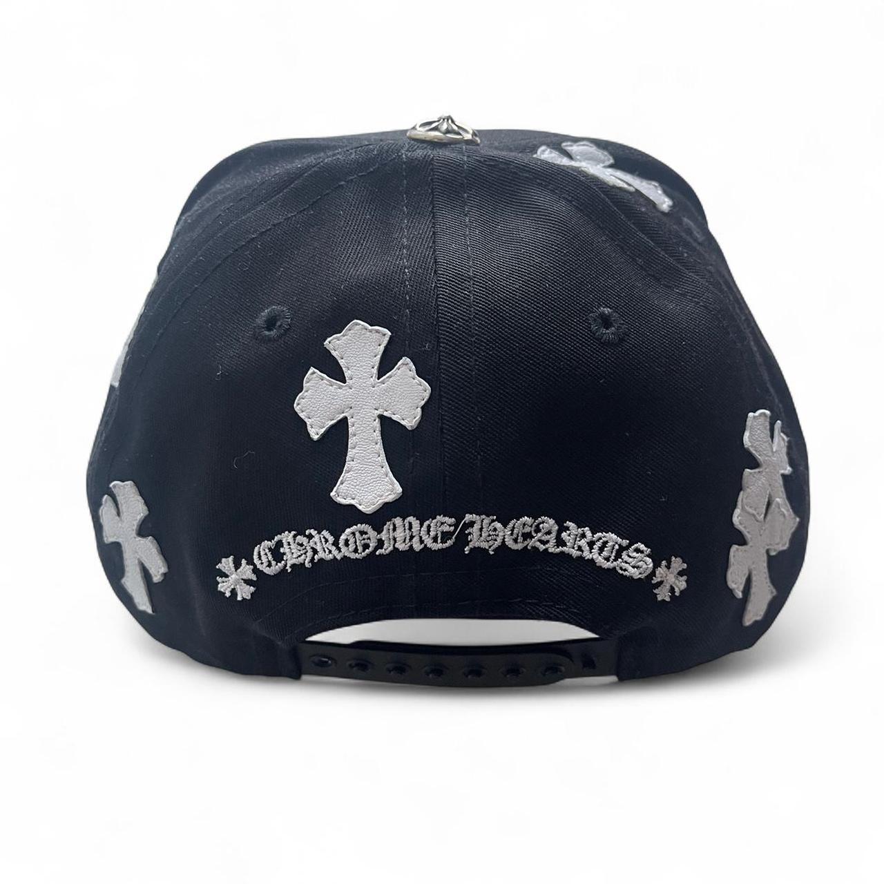 Chrome Hearts Lambskin Leather Cross Patch Baseball Cap Hat Snapback Black Grey