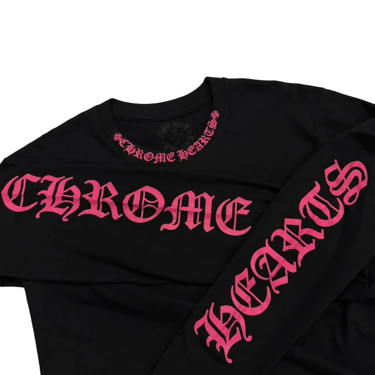 Chrome Hearts Black Pink Long Sleeve Pocket Crew