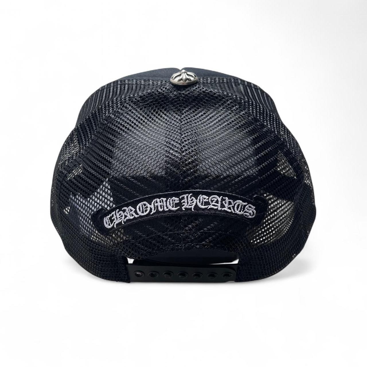 Chrome Hearts 3 Camo Leather Cross Patch Trucker Cap Black