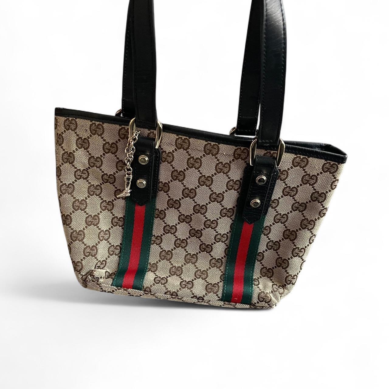Gucci Canvas Brown Tote Shoulder Handbag
