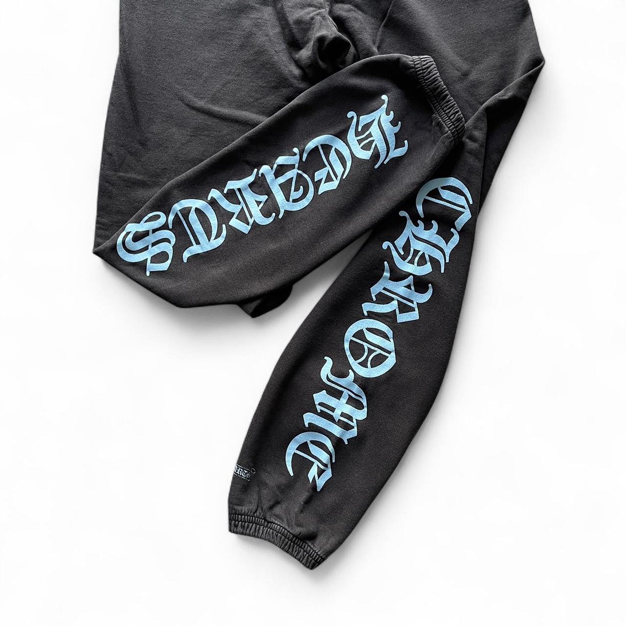 Chrome Hearts Black and Blue CH Scroll Logo Sweatpants