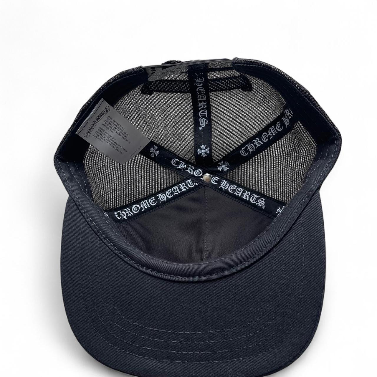 Chrome Hearts 3 Camo Leather Cross Patch Trucker Cap Black