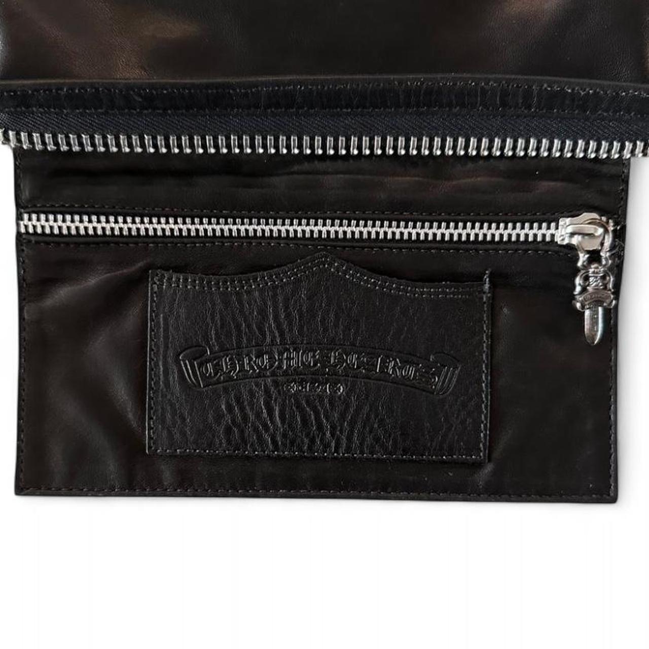 Chrome Hearts Black Fleur Leather Pouch