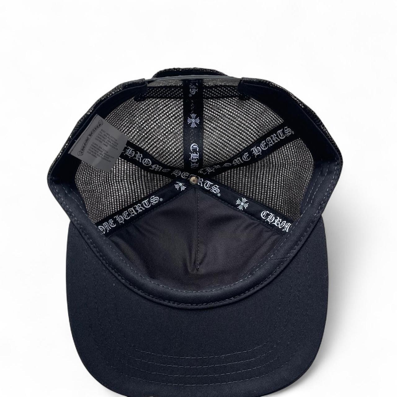 Chrome Hearts 3 Leather Cross Patch Trucker Cap Black