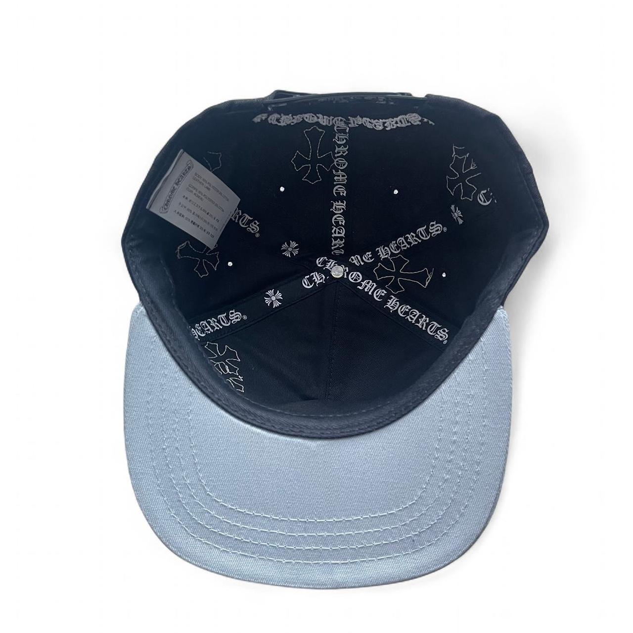 Chrome Hearts Lambskin Leather Cross Patch Baseball Cap Hat Snapback Black Grey