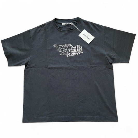 Acne Studios Edlund Logo Wings Faded Black T