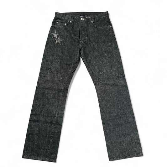 Chrome Hearts Exclusive Star Patch Fleur Knees Denim Jeans