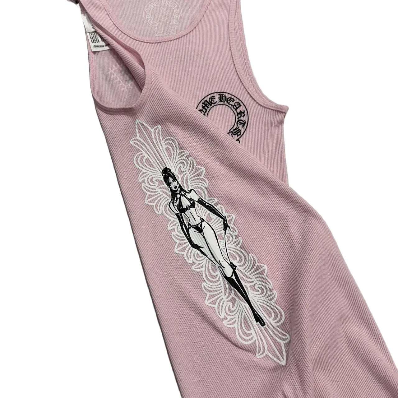 Chrome Hearts Deadly Doll Rib Art Basel Floral Pink Tank Top