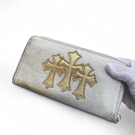 Chrome Hearts Gold Cross Metallic Wallet