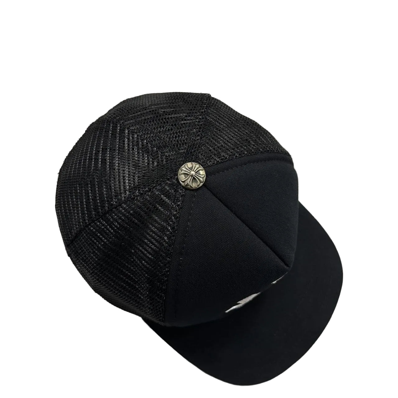 Chrome Hearts 3 Leather Cross Patch Trucker Cap Black