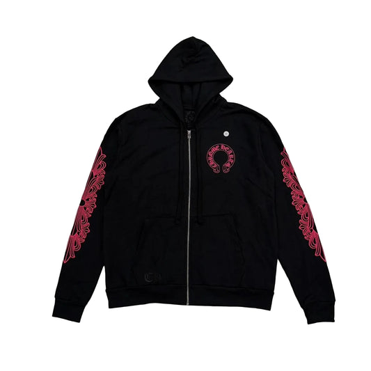 Chrome Hearts Pink Horseshoe Zip Up Hoodie