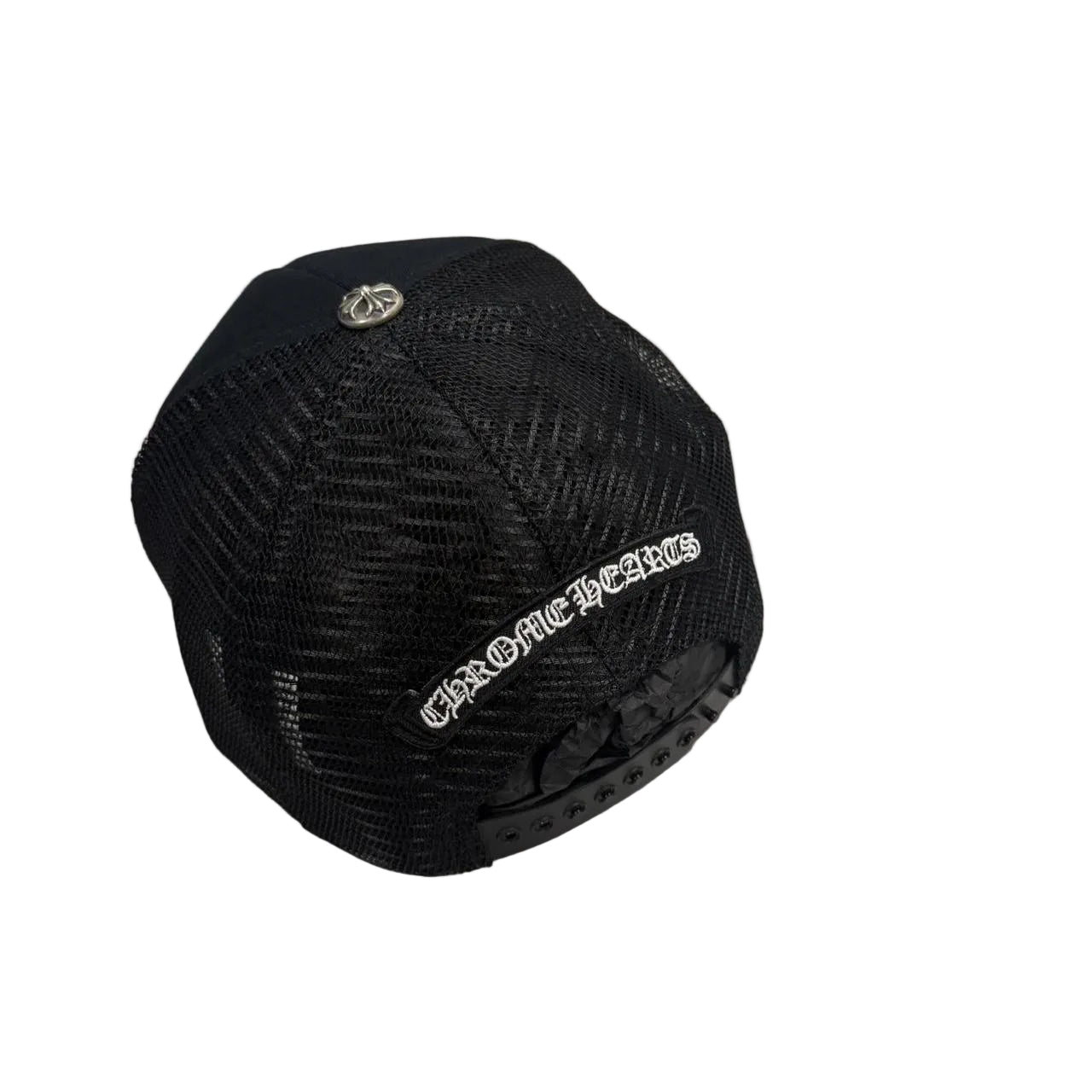 Chrome Hearts 3 Leather Cross Patch Trucker Cap Black
