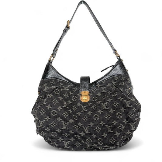 2000s Louis Vuitton Mahina Black Denim Shoulder Bag