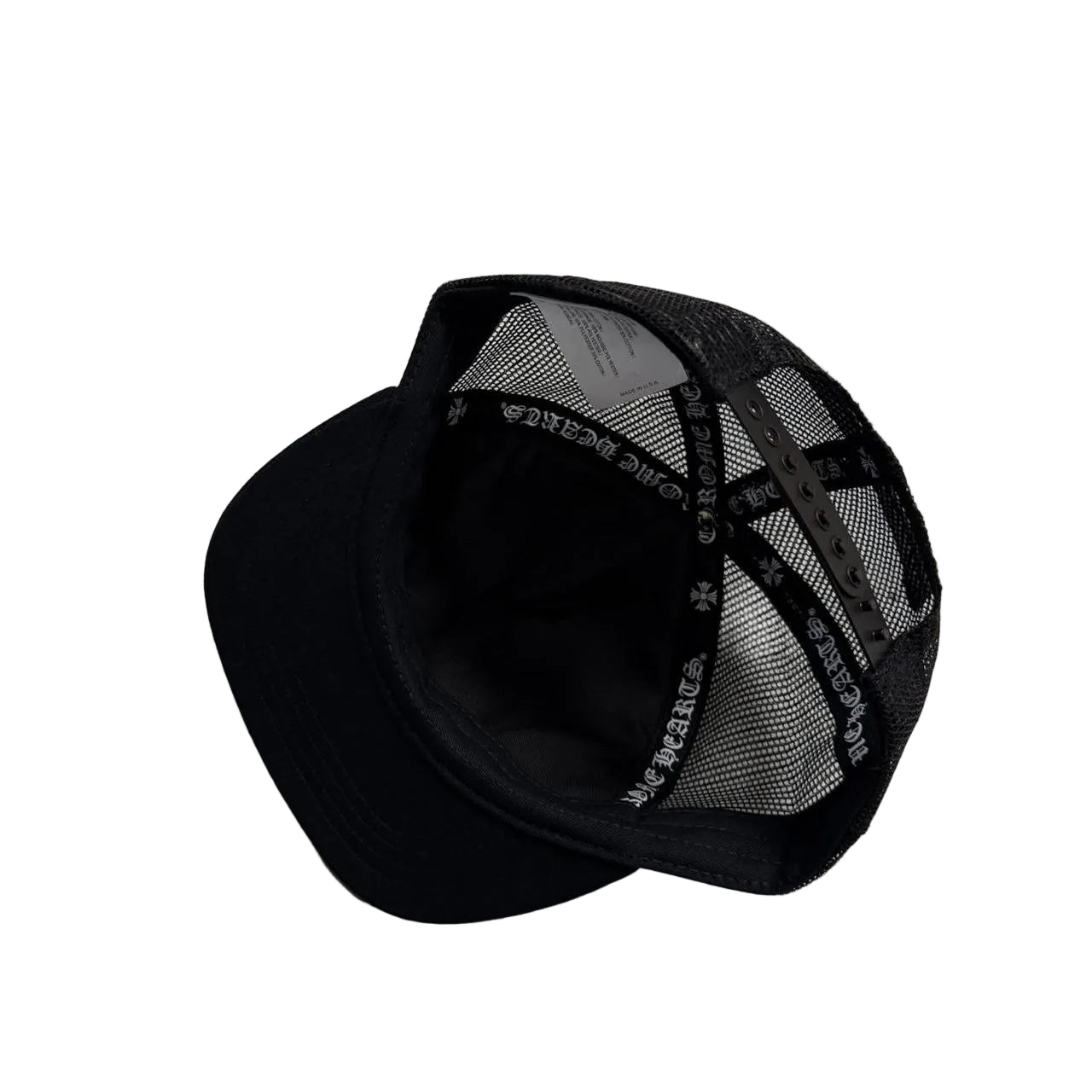 Chrome Hearts White Leather FUCK Patch Trucker Cap Black