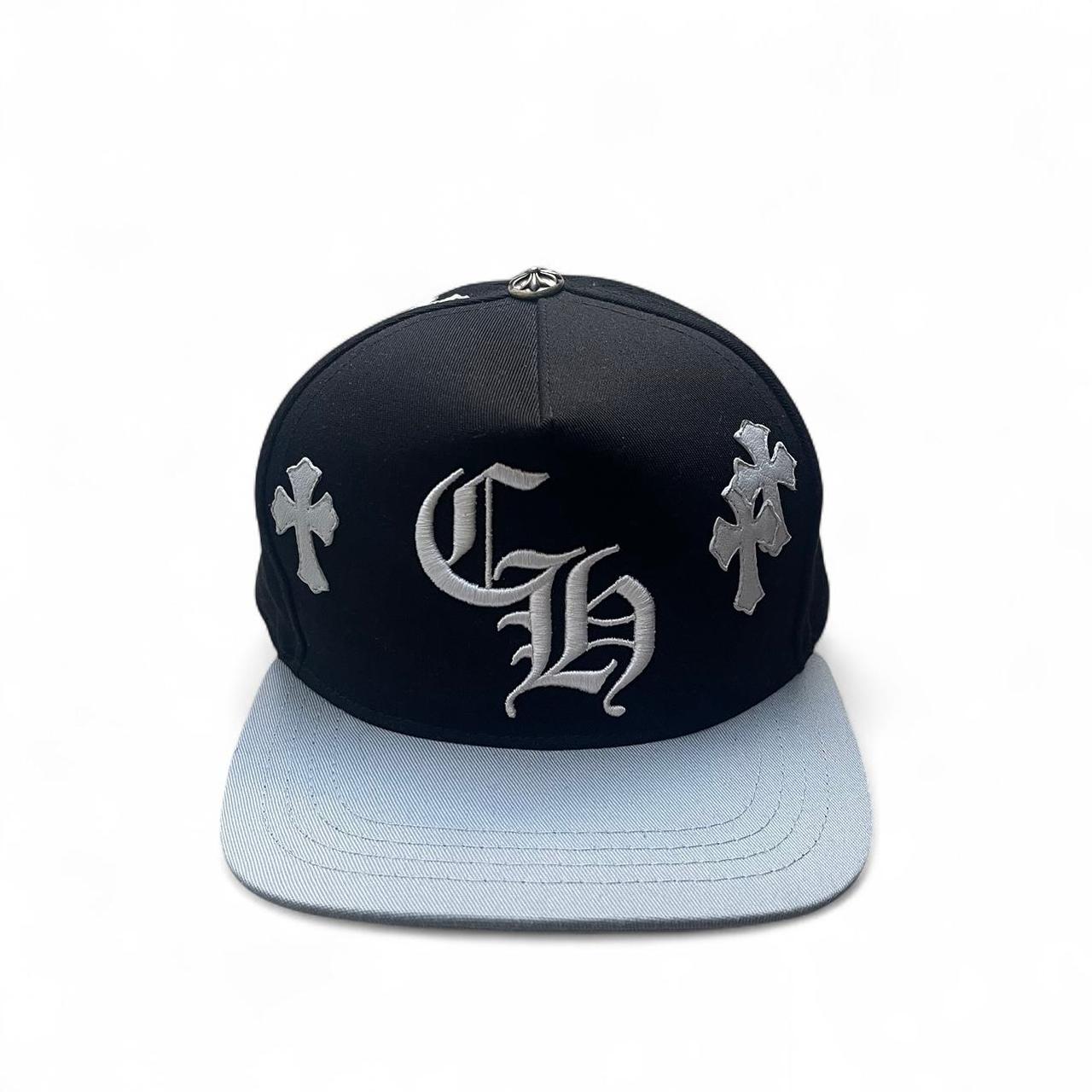 Chrome Hearts Lambskin Leather Cross Patch Baseball Cap Hat Snapback Black Grey