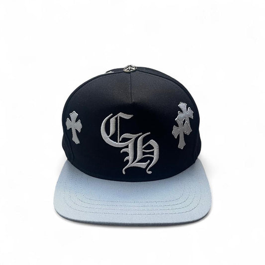 Chrome Hearts Lambskin Leather Cross Patch Baseball Cap Hat Snapback Black Grey
