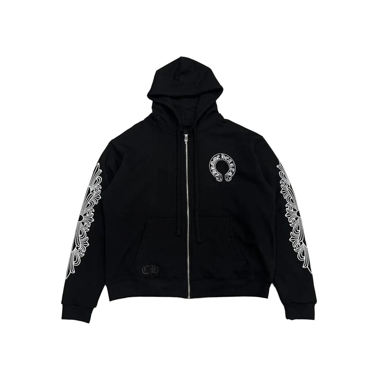 Chrome Hearts Floral Horseshoe Logo Thermal Zip Up Hoodie