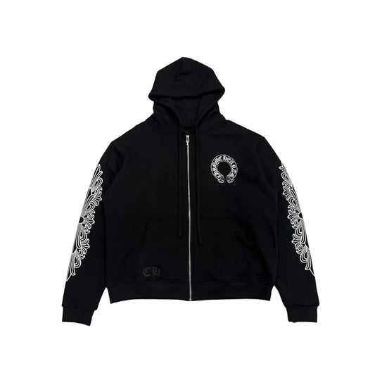 Chrome Hearts Floral Horseshoe Logo Thermal Zip Up Hoodie
